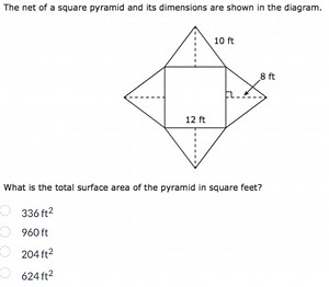 The net of a square pyramid and its dimensions are shown in the... | Filo