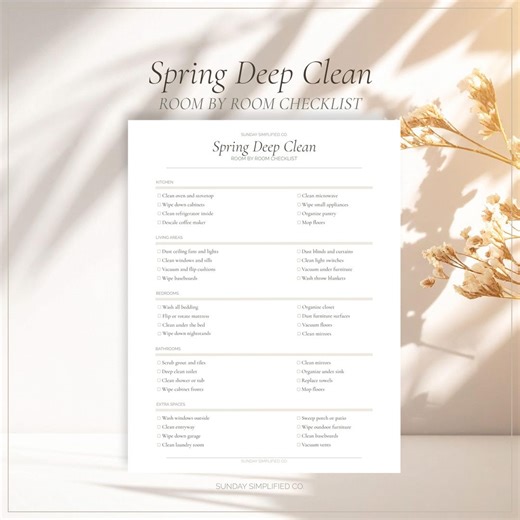 Spring Deep Clean Checklist Printable | Room by Room Cleaning List for Moms | Instant Download - Etsy Canada