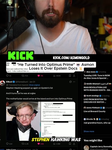Asmongold reacts to the most insane discovery in the recently unsealed documents. 😱 From submarines to 'Optimus Prime' moments, the internet is losing it over Stephen Hawking’s mention. Do you think this is real or just internet chaos? Let us know in the comments! 👇💬 #asmongold #stephenhawking #epsteindocs