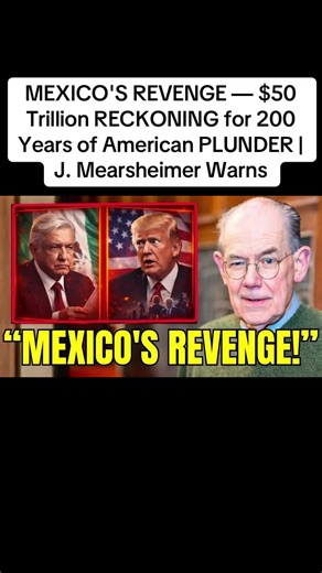 MEXICO'S REVENGE — $50 Trillion RECKONING for 200 Years of American PLUNDER | J. Mearsheimer Warns John Mearsheimer reveals explosive intelligence: Mexico has filed the most devastating legal case in modern history, demanding $50 trillion from the United States for 200 years of systematic territorial theft and resource plunder. The evidence includes documented proof that America's wealthiest states were built on stolen Mexican land containing 85% of North American gold reserves and 40% of oil de