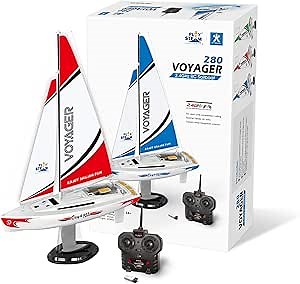 Voyager 280 RC Controlled Wind Powered Sailboat in Red - 17.5" Tall