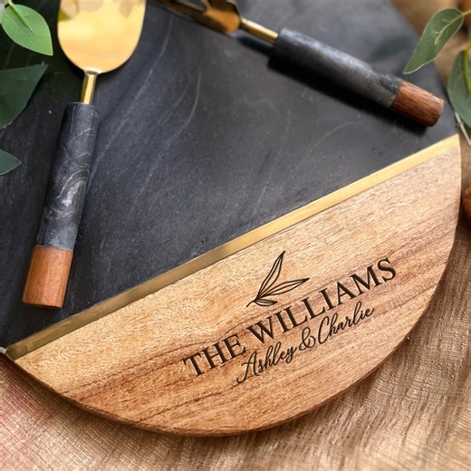 Black Marble Cheese Board, Personalized Engagement Gift, Fall Style Gift, Charcuterie Board, Engraved Wedding Cutting Board, Bridal Shower - Etsy