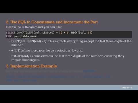 Increase the Middle Whole Number with SQL Commands