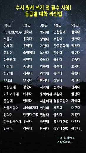 수시 원서 쓰기 전 필수 시청! 등급별 대학 라인업 📝 #입시정보 #수시전략 #대학순위