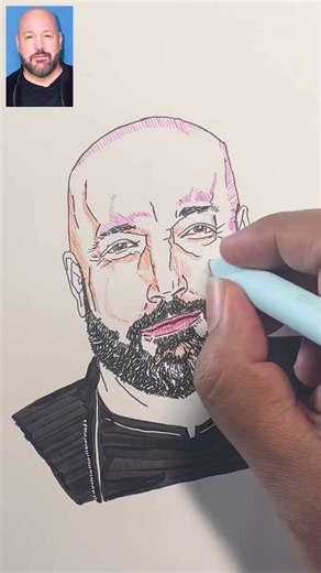 Sketching Kevin James with Color Pens! 😎🖋️ #art #drawing #portrait #colorpen #sketch
