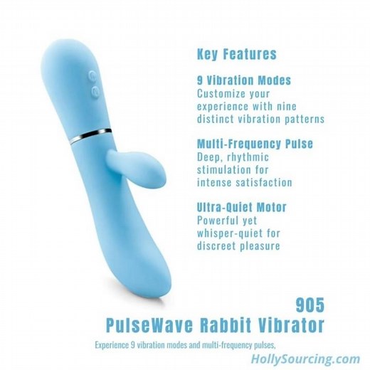 #905 PulseWave Rabbit Vibrator = 9 modes, dual stimulation, silky silicone, and total discretion 💦✨