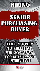 Senior Purchasing Buyer – $80,000 - $87,000 Bachelor’s degree preferred in Business Administration, or ten (10) years of procurement experience and/or training; or equivalent combination of education and experience. Text “Buyer” to Kellie at 918-209-3886 if interested! #srbuyer #seniorbuyer #purchasingbuyer #staffing #oklahomajob #claremorejobs #hiring #manufacturing #Pryor #catoosajobs #TulsaJobs #pryorjobs #jobopp #hiring2024 #jobopportunity2024 #claremore #jobinterview #whyusestaffing #jobopp