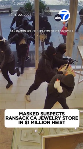 353K views · 4.5K reactions | $1 MILLION HEIST: A mob of nearly 25 masked crooks - some with weapons - stormed a California jewelry store and ransacked the place, making off with $1 million in merchandise. | ABC7 | Facebook