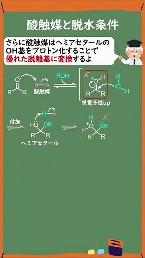 【1分で分かる大学有機化学】アセタール合成の反応機構 #Shorts