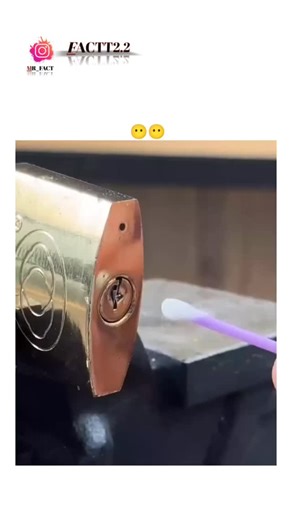 mr_fact on Instagram: "The post shares a 15-second video demonstrating a DIY hack to open a cheap padlock by lighting a cotton swab and inserting it into the keyhole, where the flame melts plastic internal pins, allowing the shackle to release. This method exploits vulnerabilities in low-cost locks with non-metallic components, a trend popularized in 2025 viral content, but it fails on higher-quality metal-pin models, as echoed in user replies claiming "it didn't work." With 1.3 million views an