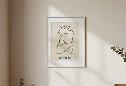Matisse Print Profile De Femme Minimalist Line Drawing Poster Beige Neutral Wall Art Abstract Portrait Printable Download - Etsy