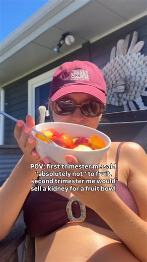 Johanna Janson on Instagram: "I literally lived off crackers, cheese, pizza, and plain pasta those first weeks … anything remotely healthy felt impossible to eat 😅 Fruit was my enemy. Fast-forward to second trimester and suddenly I’d do anything for a strawberry, watermelon, pineapple , nectarines you name it .. Safe to say that phase is OVER and just in time for summer too. Please tell me I’m not the only one who went through this? #nzmumtobe #nzpregnancy #kiwimumtobe #pregnancyinnewzealand #f