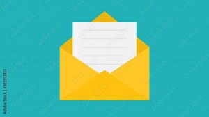 mail flat animation . email icon envelope on green background video footage, 4K