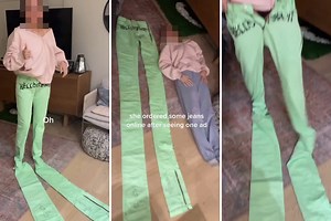 Woman orders pair of jeans online & is stunned to find they’re 10 foot long