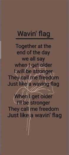 Wavin' flag 🏁 - Lyrics Status #shorts #wavin'flag #lyrics