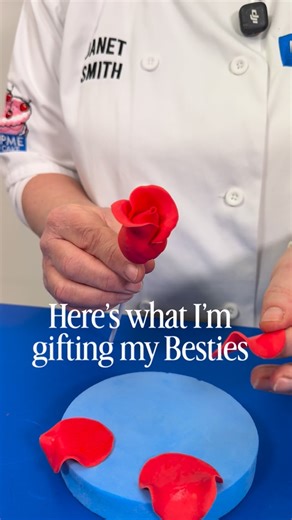 Janet think: flowers are nice… but edible ones are better ❤️ 🌹 How to make Rose Cake Pops: - Mix leftover cake with buttercream, roll into a ball and pinch to a point (feel free to add flavourings or jam) - Add to a cake pop stick and chill until firm - Dip in melted chocolate or candy buttons and let set - For the rose, cut 6 fondant petals • 1 for the centre • 2 overlapping around • 3 more to finish the rose - Soften petal edges with a ball tool Pro tip: If your fondant is soft, add a pinch o