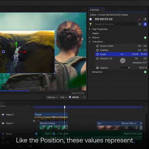 How to adjust Position, Scale, Rotate in HitFilm | Editing Techniques