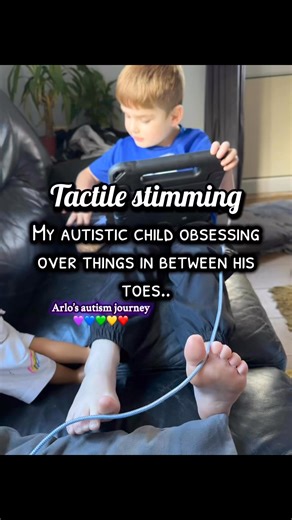 Tactile stimming is a repetitive, self-regulatory behavior involving the sense of touch, which can include actions like rubbing or scratching skin, tapping, or touching different textures. Individuals, particularly those who are neurodivergent, may use these movements to self-soothe, cope with stress, or process sensory input. 💜💙💚💛❤️ #autismsupport #autismawareness #autismparents #autismcommunity #fblifestyle | Autistic Arlo