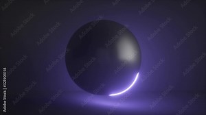 3d render, seamless abstract neon background, ball with glowing scanning ring. Modern minimal loop animation.