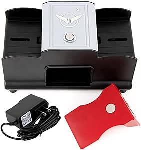 Automatic Card Shuffler, Plug/Battery Operate, 2 Deck Casino Electric Poker Shuffling Machine, One Key Shuffle, Magnetic Suction Tray, for Home Party Blackjack, Uno, Texas Hold'em