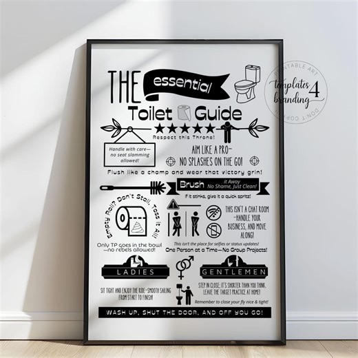 Funny Bathroom Rules - Toilet Rules Sign - Funny Bathroom Sign - Humorous Bathroom Wall Art - Printable Wall Decor - Digital Download Art - Etsy Australia