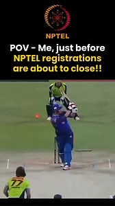 Clock’s ticking. Registrations close tomorrow. Register now - https://swayam-sso.swayam2.ac.in/signin?response_type=code&client_id=swayam-node1-exam-production&redirect_uri=/select_exam&state=tiXUj3wyIfB7kTB9YurXYzff4Qu0fg #nptelindia #examregistration #cricket | NPTEL