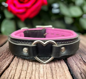 Real Leather Collar Leather Choker Collar Black Padded Leather 30mm Wide Centre Heart Ring I Handmade Locking Necklace Jewelry Heart Choker - Etsy