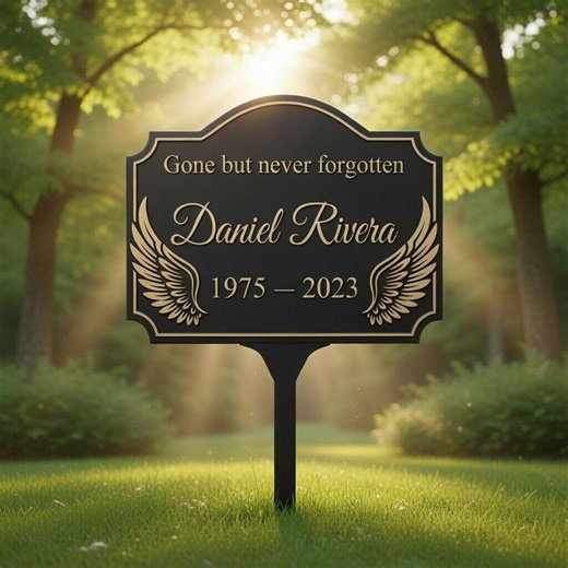 Personalized Memorial Metal Sign, Gone but Never Forgotten, Custom Name and Dates Plaque, Wings Tribute Sign - Etsy