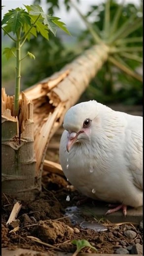 Heartbroken Pigeon by a Broken Tree 💔”#shorts