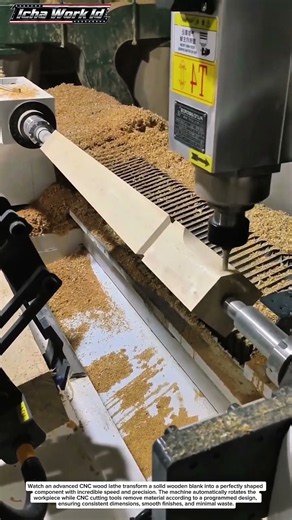 Inside an Automated CNC Wood Lathe: Fast Precision Wood Turning Process