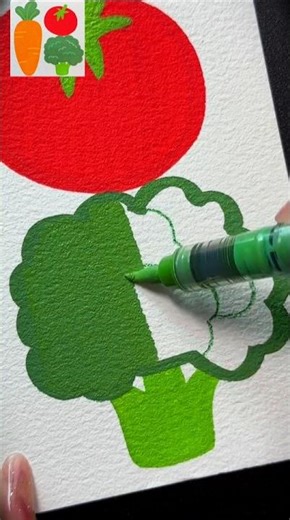 Vegetable Drawing and Coloring 🎨Carrot, Tomato & Broccoli | Easy Art for Kids #drawing