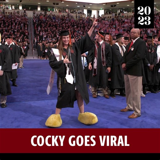 18K views · 709 reactions | Cocky's iconic big yellow feet were seen all over the world, from ABC World News to the Today show, after clips went viral of biomedical engineering grad Sarah Sylvester in May.  See other viral moments from last year ➡️ go.sc.edu/2023InReview | University of South Carolina | Facebook