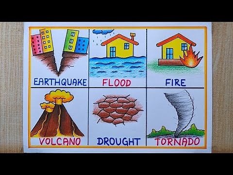 Different types of Natural Disaster Drawing |Natural Disaster Reduction drawing |Stop global warming