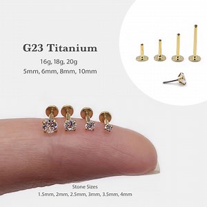 20G/18G/16G 1.5mm~4mm Push Pin Labret • Threadless Flat Back Earring • Tragus Stud • Helix Stud • Cz Stud • Cartilage Stud • Nose Stud - Etsy