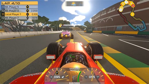 For 3 years I've been training ML-Agents to race each other Formula 1-style. This is how it looks today!