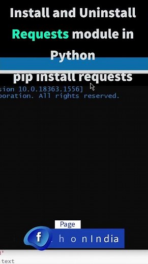 Installing and Uninstalling REQUESTS module in Python using pip #shorts