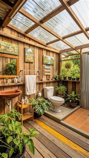 Outdoor bathroom build that's actually stunning #diy #woodworking