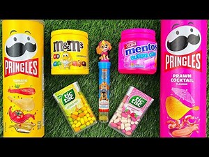 Satisfying Video | 2 💛🩷 Pringles with M&Ms Candy ASMR