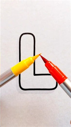 Easy Painting "L" with DOMS Brush Pens for Kids ✅️ kids drawing easy simple steps ✅️