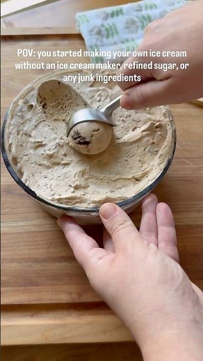 Homemade ice-cream with it an ice cream maker