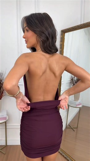 The perfect🥀 Our Dysis Plum Cowl-Neck Ruched Bodycon Mini Dress ✨ #shorts #fashion #ootd