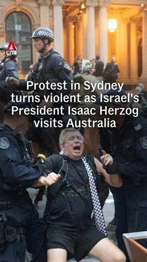 Protests erupted in Sydney during Israeli President Isaac Herzog’s visit to Australia on Monday (Feb 9), with police deploying pepper spray and scuffling with protesters. The visit was meant to comfort the Jewish community after the deadly Bondi Beach shooting, but it also reignited anger over the Israel-Palestine conflict. There were no reports of serious injuries but Australian leaders urged calm and for protests to remain peaceful. #australia #australianews