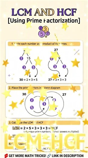 Master LCM & HCF with Prime Factorization! 🧮 Fast, easy, and perfect for exams. 🚀✨ #maths