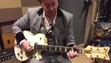 "Cruisin" the back streets of Tokyo, Brian came across a rare '56 Gretsch White Penguin. | Brian Setzer