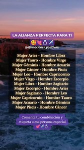 🌸¿Cuál crees que es tu alianza perfecta según los signos? 👀✨ ¡Comenta tu combinación y etiqueta a esa persona especial! 💕✈️💍 Aries ♈ - Libra ♎ Una conexión de pasión y equilibrio, donde ambos se complementan perfectamente. Tauro ♉ - Virgo ♍ Una relación estable y con valores compartidos que fomenta la seguridad mutua. Géminis ♊ - Acuario ♒ Una conexión intelectual y llena de aventuras, ideal para mentes curiosas. Cáncer ♋ - Piscis ♓ Una unión emocional profunda y espiritual, basada en el cui