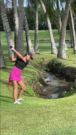 a little water skimmer through the trees #shorts #golf #golfer #golfswing #golfgirl #golfshot