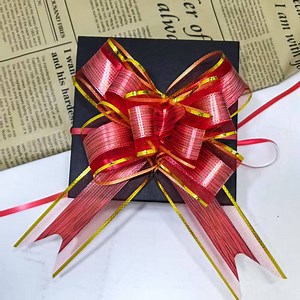 Custom 3 5 8 Inch Festival Gift Wrap Pull String Bow Ribbon Butterfly Pull Bow for Party Christmas Present Basket Bottles