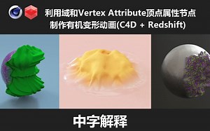 【材质系列教程】34_C4D Redshift_如何利用域和 Vertex Attribute顶点属性制作有机变形动画(中字解释)