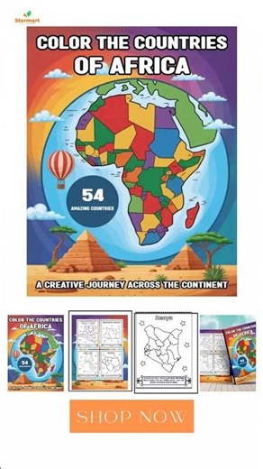 Color Africa! 54-country printable map coloring book now available at Stermart. 🌍🎨#Stermart