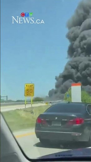 Intense fire after tanker crash off Ohio interstate